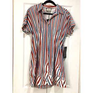 Tuckernuck Mini Calle Dress Red & Blue Wavy Stripe SM NWT Preppy Patriotic Party